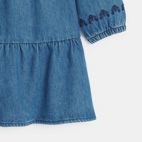 Okaidi Robe en jean brode bleu Fille